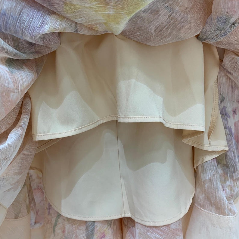 High-end Custom Layered Flowers Dress, Strapless Tube Top Ruffle Cocktail Dress, Puffy Dress, Romantic Evening & Party Dress