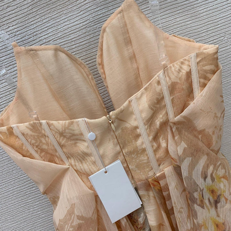 High-end Custom Layered Flowers Dress, Strapless Tube Top Ruffle Cocktail Dress, Puffy Dress, Romantic Evening & Party Dress