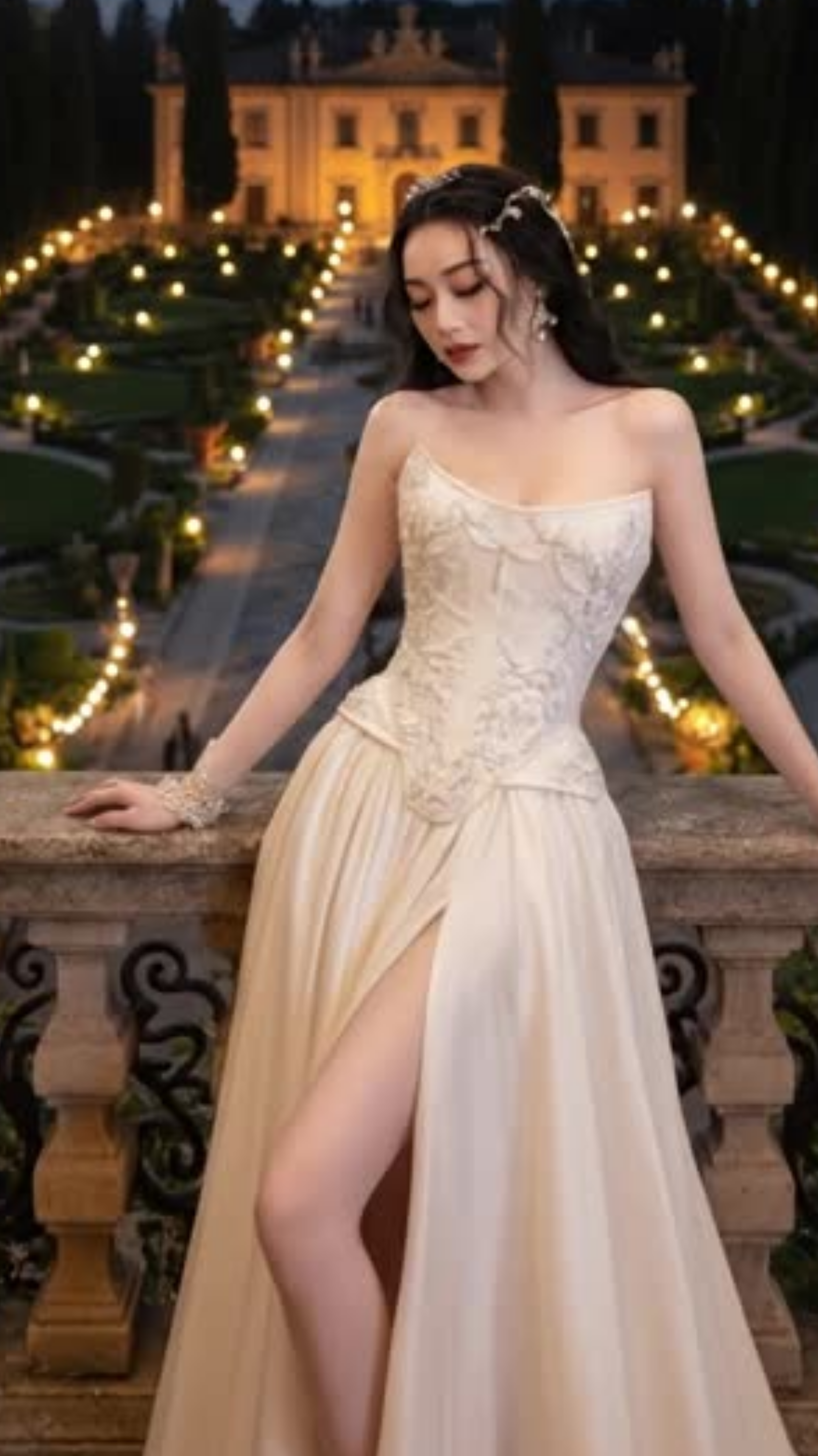 Victorian-Inspired Strapless Beaded Gown - Elegant High-End Boutique Wedding Dress