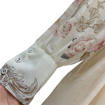 Autumn Flower Print Dresses, Fashion Beach Dress, Long Sleeve, Elegant Dress for Women, Romantic Party Dress,Belt Evening Outfit