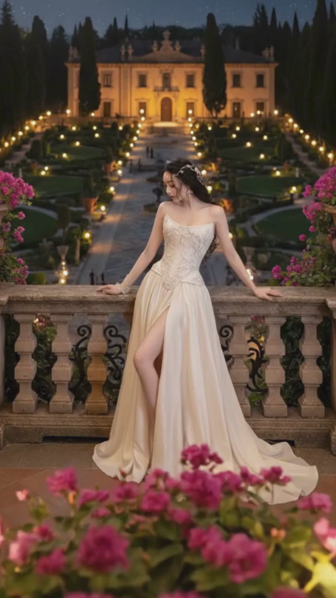 Victorian-Inspired Strapless Beaded Gown - Elegant High-End Boutique Wedding Dress